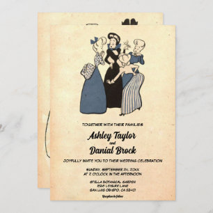 Invitación Viejo viejo Rústico Boda de retro de cómics divert