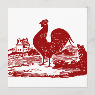 Invitación Viejo vintage del cortijo del gallo rojo