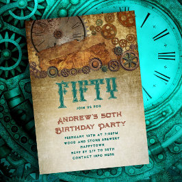 Invitación Viejos engranajes de papel de la fiesta de cumplea