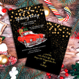 Invitación Viejos Navidades de vagones rojos