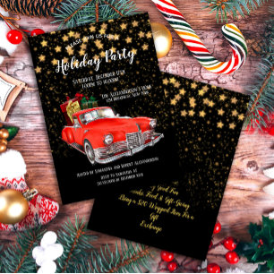 Invitación Viejos Navidades de vagones rojos