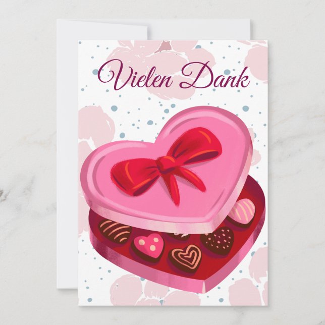 Invitación Vielen Dank,  Pralinen Herz  (Anverso)