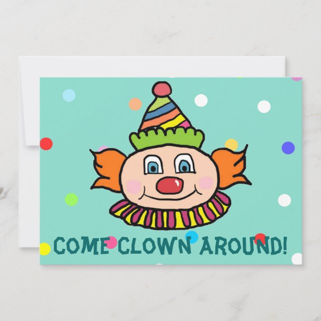 Invitación Viene el payaso alrededor con nosotros cumpleaños (Anverso)