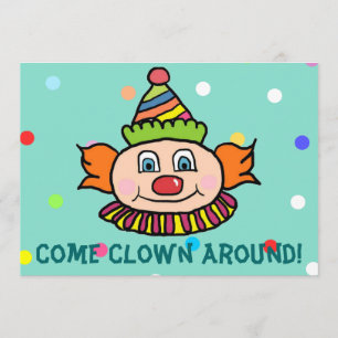 Invitación Viene el payaso alrededor con nosotros cumpleaños