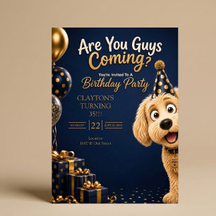 Invitación ¿Vienen chicos? Cumpleaños divertido del perro azu