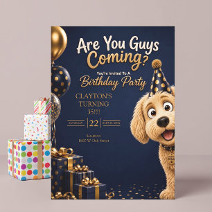Invitación ¿Vienen chicos? Cumpleaños divertido del perro azu