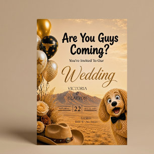 Invitación ¿Vienen chicos? Divertida boda de perro sureña
