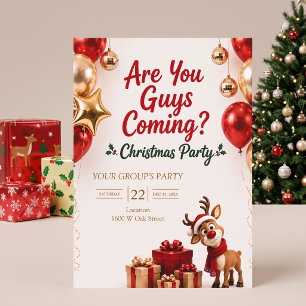 Invitación ¿Vienen ustedes? Fiesta de Navidad de renos