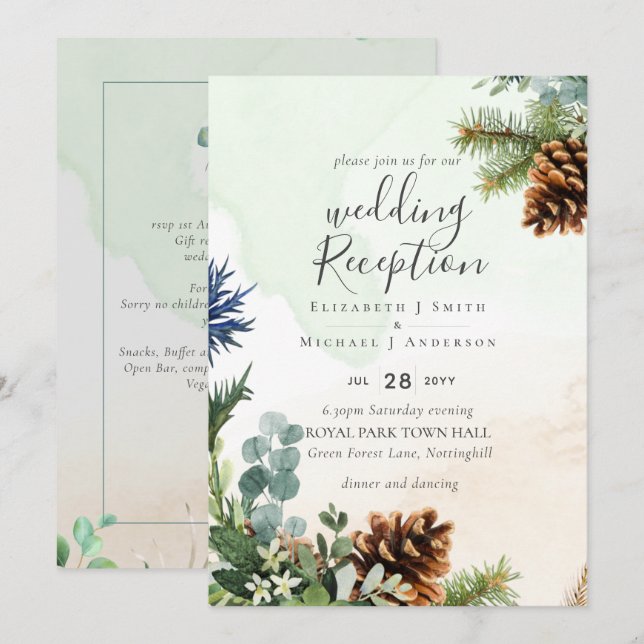 Invitación Viernes de invierno de la noche de la boda (Anverso / Reverso)