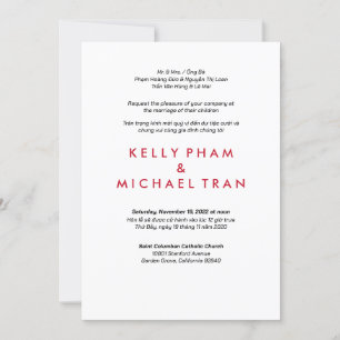 Invitación vietnamita inglesa diseño moderno