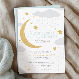 Invitación Vigas de luna y baby dream ducha azul bebé