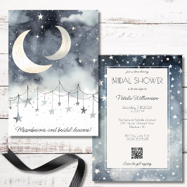 Invitación Vigas de luna y estrellas QR Código ducha de novia