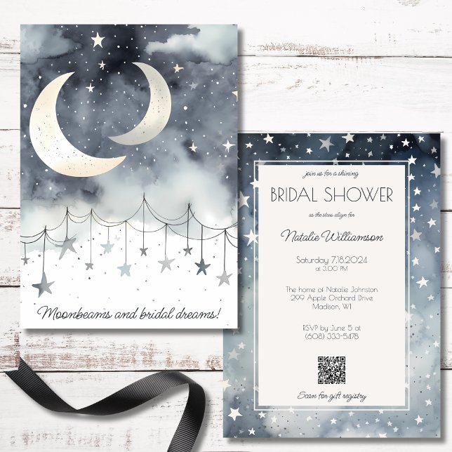 Invitación Vigas de luna y estrellas QR Código ducha de novia (Subido por el creador)