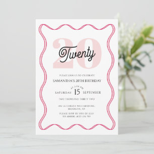 Invitación Vigésimo Fronteras Retro Onduladas 20 cumpleaños