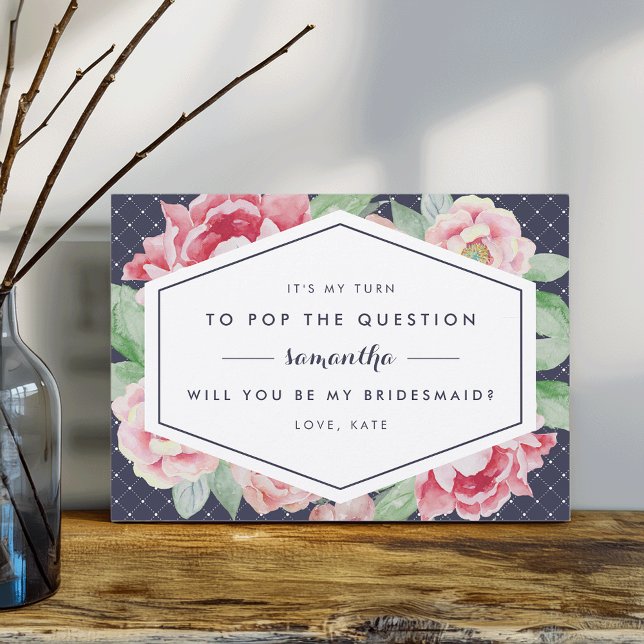 Invitación Viintage Peony Be my Bridesmaid Card | Armada (Subido por el creador)