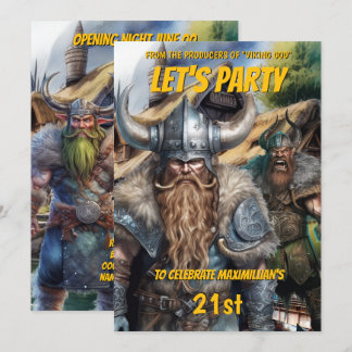 Invitación Viking medievales guerreros nórdicos fantasía cump