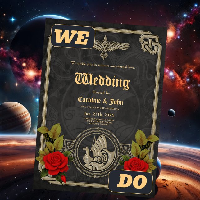 Invitación Viking místico encanto con elegantes nudos celtas. (Subido por el creador)