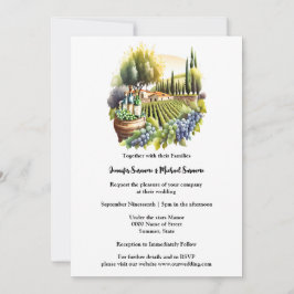 Invitación Villa de acuarela toscana bodega italiana vino mod