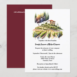 Invitación Villa de acuarela toscana Vino italiano