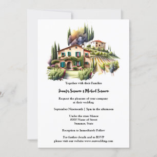 Invitación Villa toscana acuarela bodega italiana