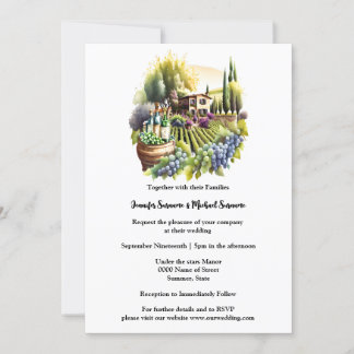 Invitación Villa toscana Bodega italiana acuarela