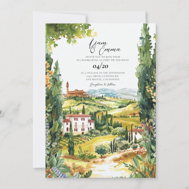 Invitación Villa Toscana Italia Boda Destino (Anverso)