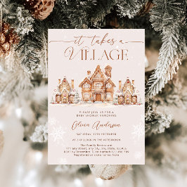 Invitación Village Snowy Winter Baby Shower