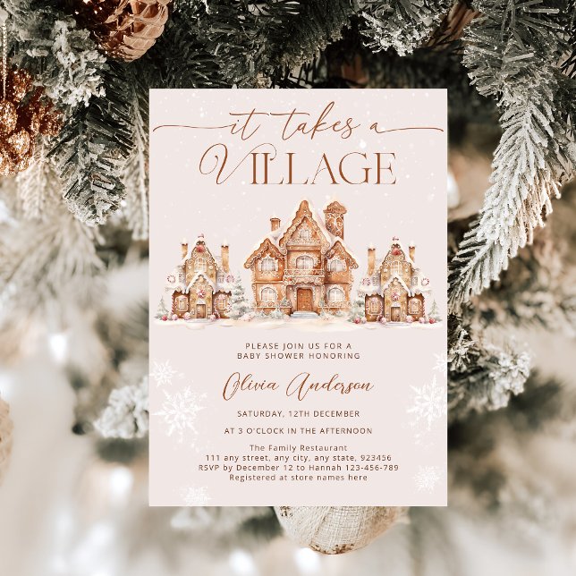Invitación Village Snowy Winter Baby Shower (Subido por el creador)