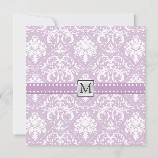 Invitación Vimigón elegante Thistle morado y blanco (Anverso)