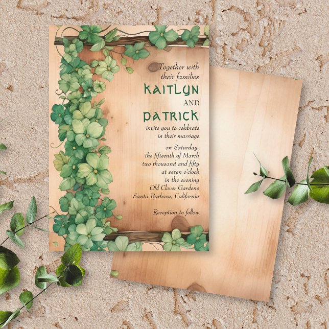 Invitación Viña verde en madera boda rústico del Día de San P (Subido por el creador)