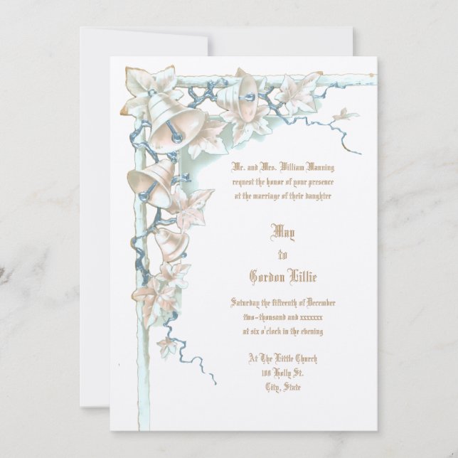 Invitación Viña y campanas Bodas de la época victoriana de 18 (Anverso)