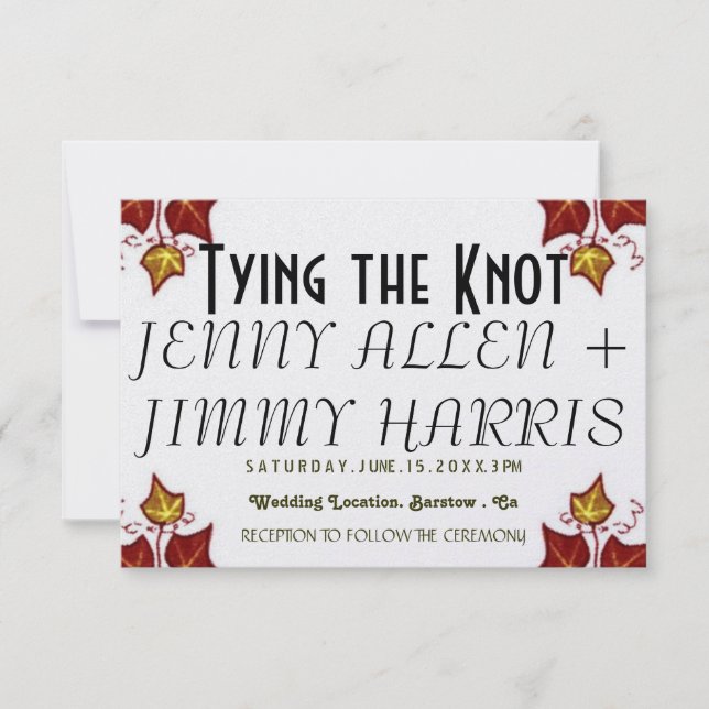 Invitación Viñas de amor de boda elegantes (Anverso)