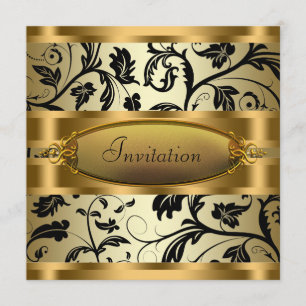 Invitación Viñas de remolino negro Fiesta de oro negro