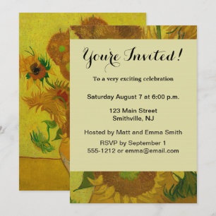 Invitación Vincent Van Gogh 15 girasoles Pintura