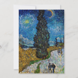 Invitación Vincent van Gogh - Camino con ciprés y estrella