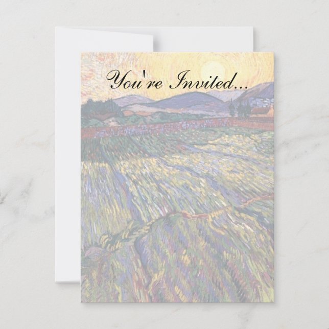 Invitación Vincent Van Gogh - Campo cercado con sol naciente (Anverso)