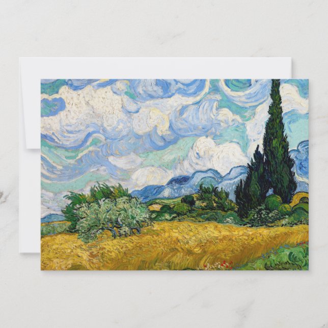 Invitación Vincent Van Gogh - Campo de trigo con cipreses (Anverso)