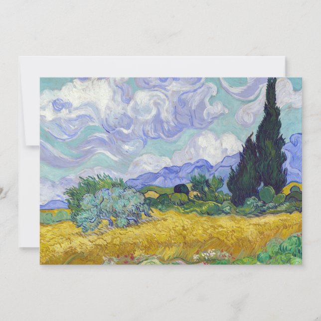 Invitación Vincent Van Gogh - Campo de trigo con cipreses (Anverso)
