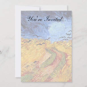 Invitación Vincent Van Gogh - Campo de trigo con cuervos negr