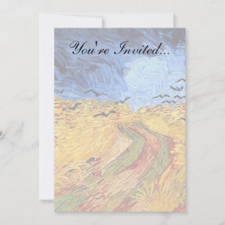 Invitación Vincent Van Gogh - Campo de trigo con cuervos negr