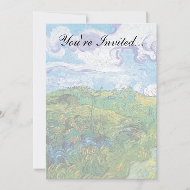 Invitación Vincent Van Gogh - Campos De Trigo Verde En Auvers (Anverso)