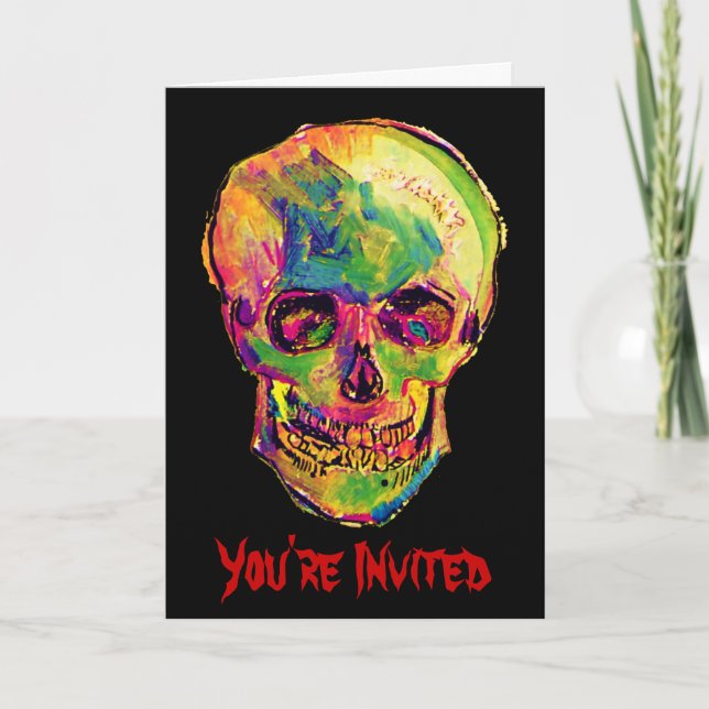 Invitación Vincent van Gogh - cráneo de Halloween del arte (Anverso)