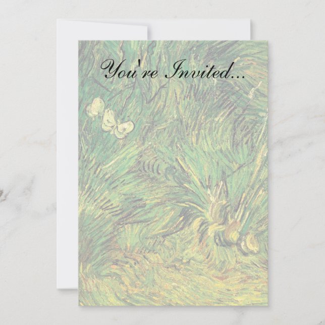 Invitación Vincent Van Gogh - Dos Mariposas Blancas Arte Fino (Anverso)
