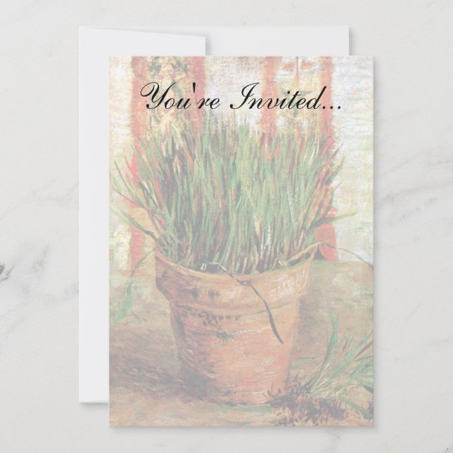 Invitación Vincent Van Gogh - Flowerpot Con Chives (Anverso)