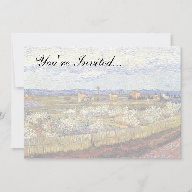 Invitación Vincent Van Gogh - La Crau con melocotoneros (Anverso)