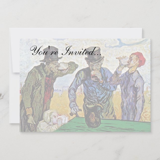 Invitación Vincent Van Gogh - Los bebedores - Arte fino (Anverso)