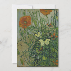 Invitación Vincent van Gogh - Mariposas y amapolas