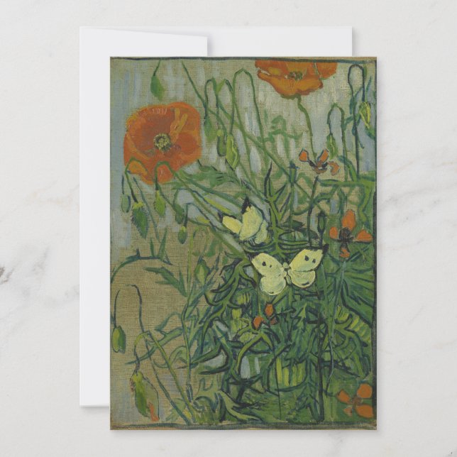Invitación Vincent van Gogh - Mariposas y amapolas (Anverso)