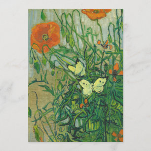 Invitación Vincent van Gogh - mariposas y amapolas