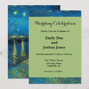 Invitación Vincent Van Gogh Noche estrellada sobre el Ródano